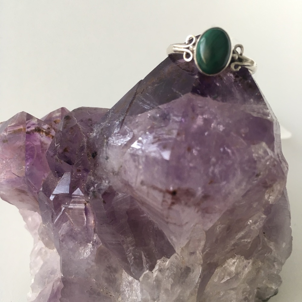 Malachite green crystal Ring